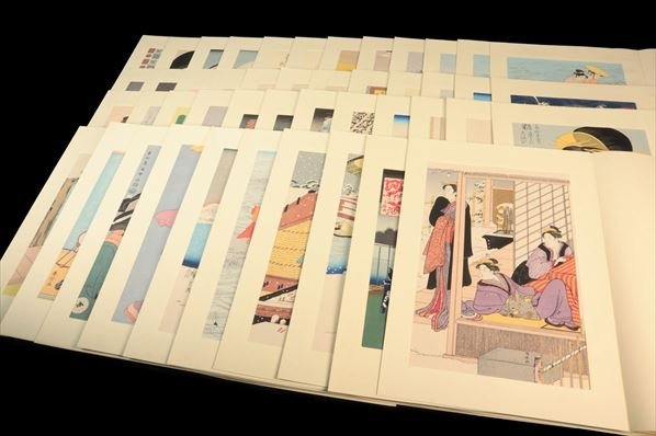 くただけま ヤフオク! 全46図揃『伝統芸術手摺木版 大錦浮世絵美人名作