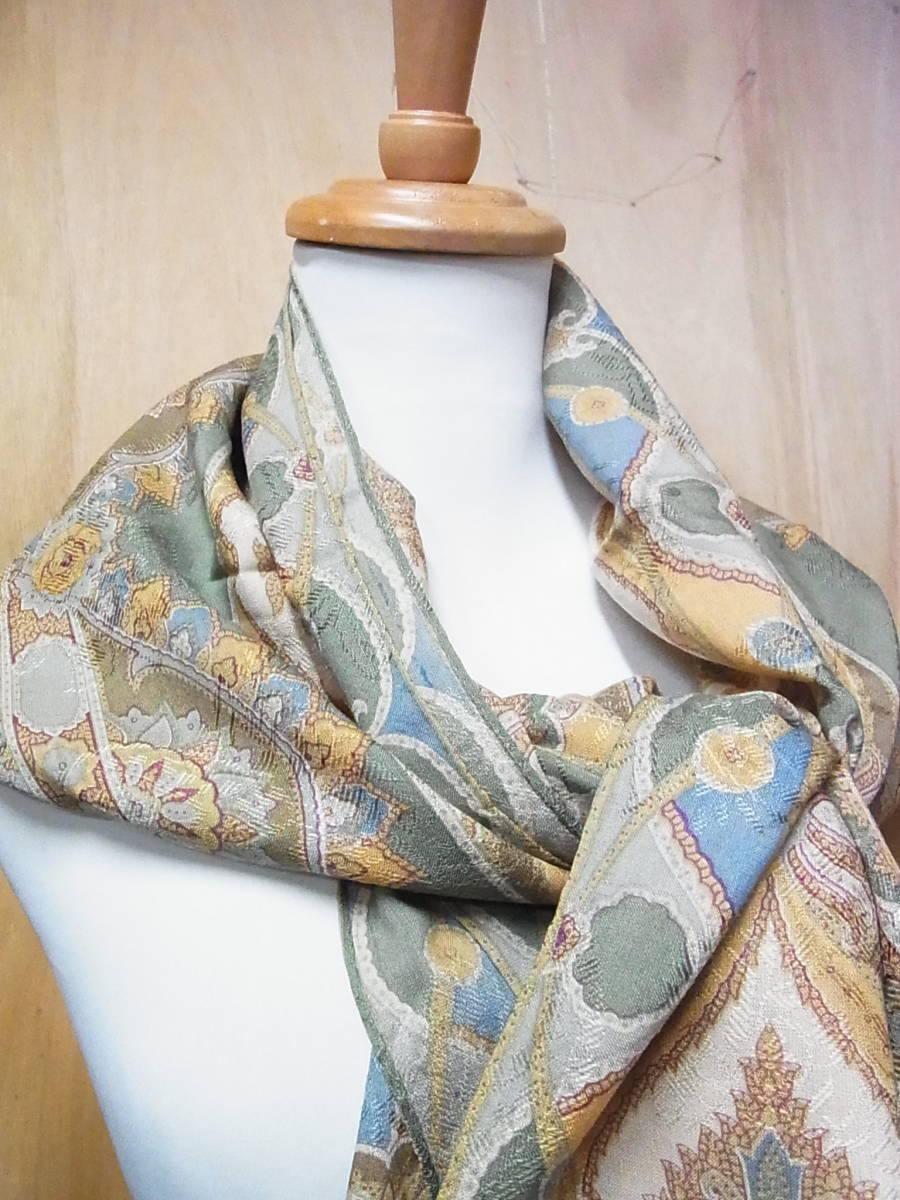  beautiful Italy made ETRO Etro large size peiz Lee pattern silk wool stole shawl yellow series small articles 