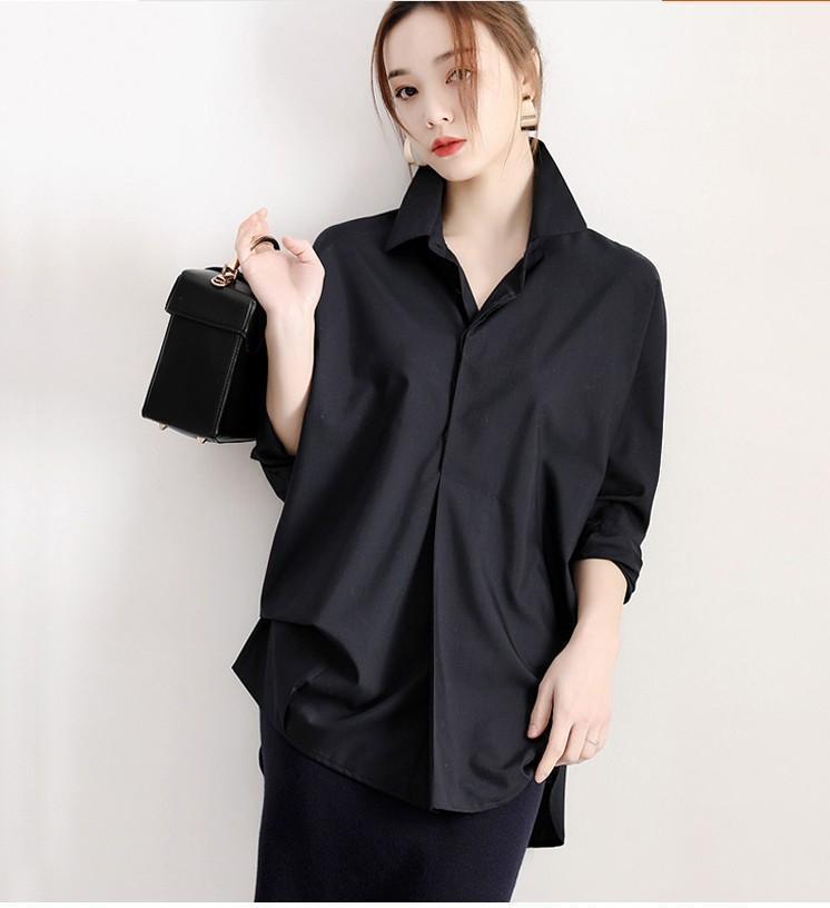 [ black *XL] lady's long sleeve tops shirt blouse gya The - entering easy 