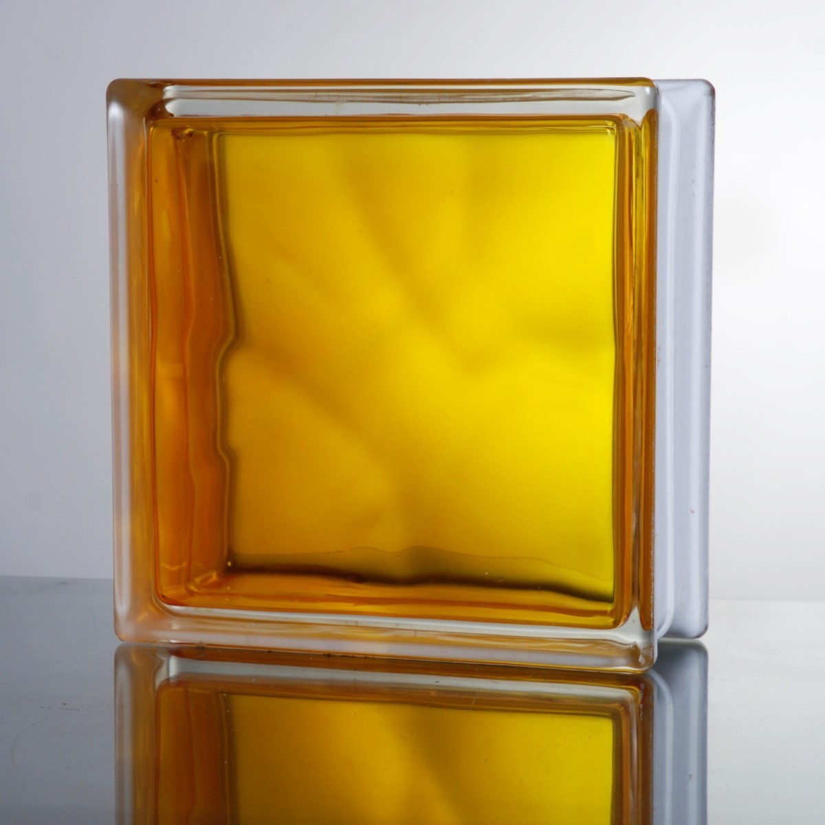 6個セット 送料無料 ガラスブロック 世界で有名なブランド品 厚み80mmインカラー イエロー黄色gb6280-6p