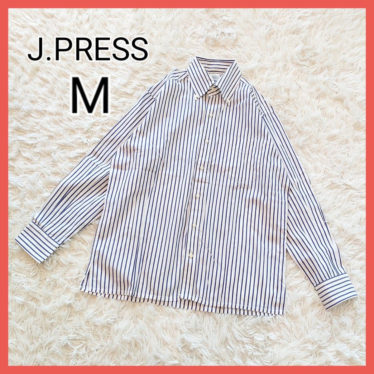 即納!最大半額! ジェイプレス J.PRESS 刺繍ロゴ 半袖 ラガーシャツ M