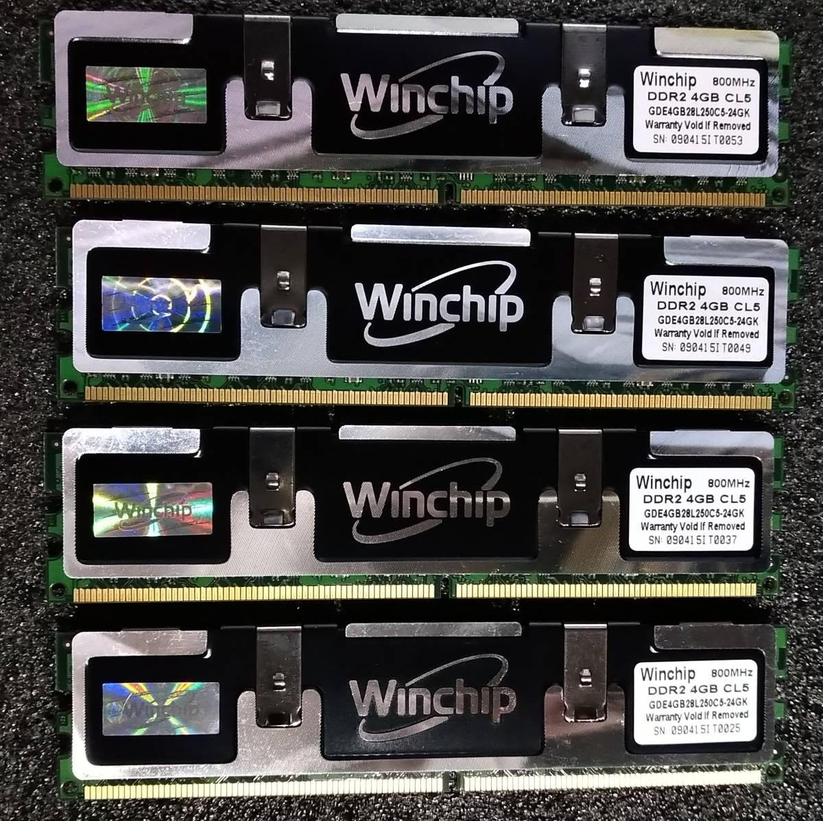 【中古】DDR2メモリ 16GB(4GB4枚組) Whinchip GDE4GB28L250C5-24GK [DDR2-800 PC2-6400]_画像2
