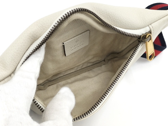 GUCCI スモール ベルトバッグ ウエストバッグ ロゴ プリントレザー