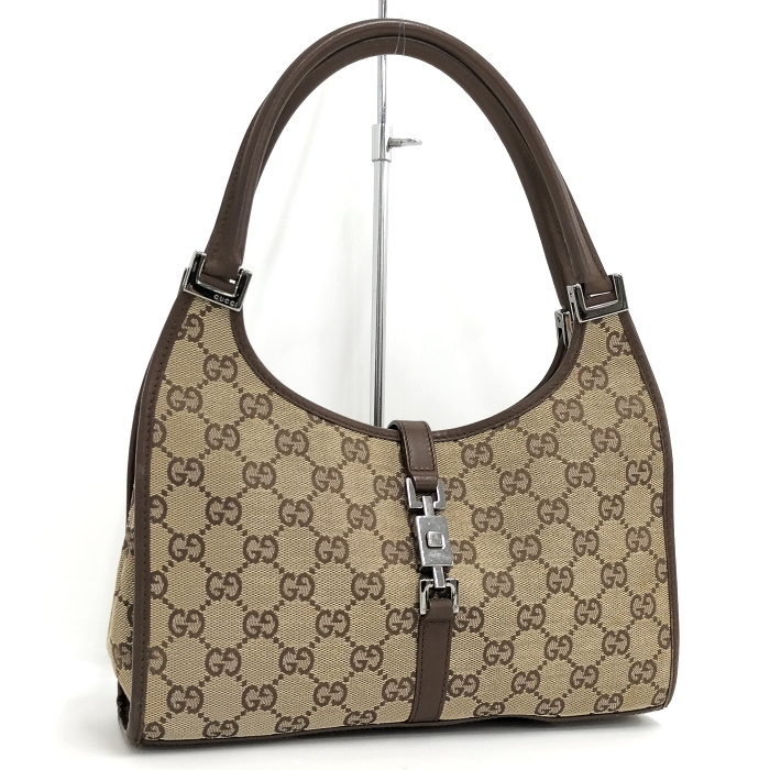 GUCCI ジャッキー ハンドバッグ GGキャンバス レザー ベージュ