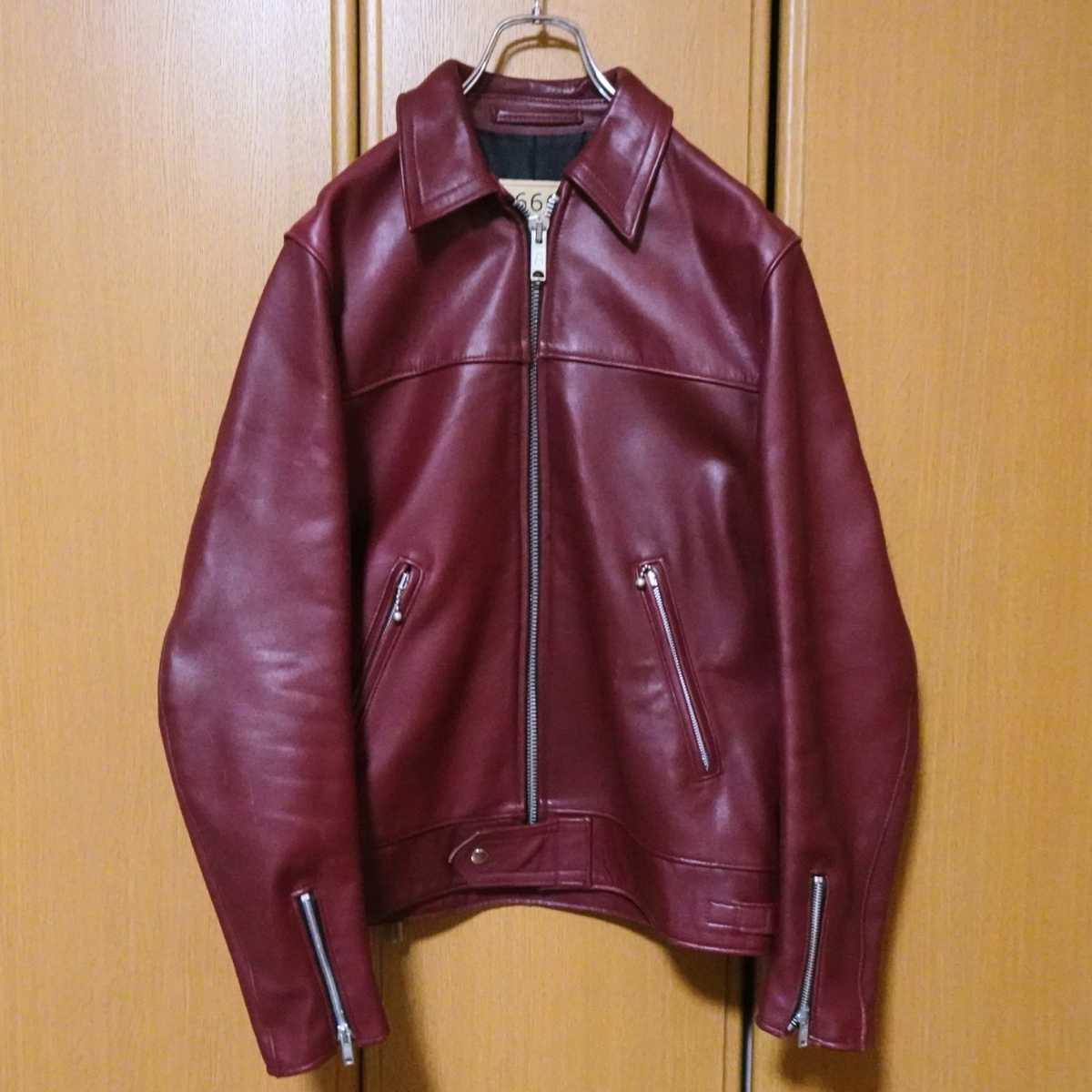 【在庫限り】 leathers lewis イングランド製 レザー 赤 ボルドー 38 シングルライダースジャケット Wear Leather 666 ルイスレザー カントリーマン 牛革 Mサイズ