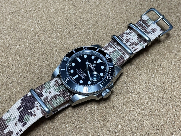 ラグ幅:20mm 迷彩 NATO ストラップ デザート ブラウン系 カモフラージュ 腕時計ベルトファブリック