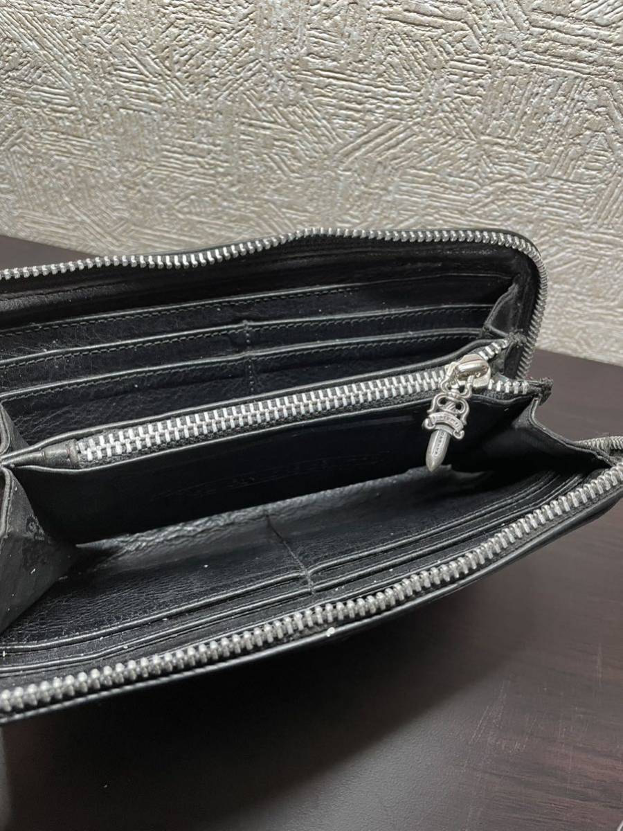 良品+確実正規品 クロムハーツ財布クロムハーツ3セメタリークロス ジップウォレット CHROME HEARTS REC F ZIP WALLET 上質レザー×シルバー_画像6