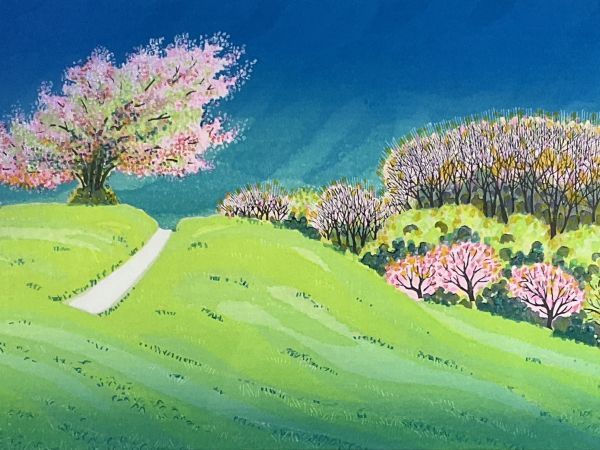 木版画 牧野宗則 花の小道 ORIGINAL WOODBLOCK PRINT 米ジョスリン