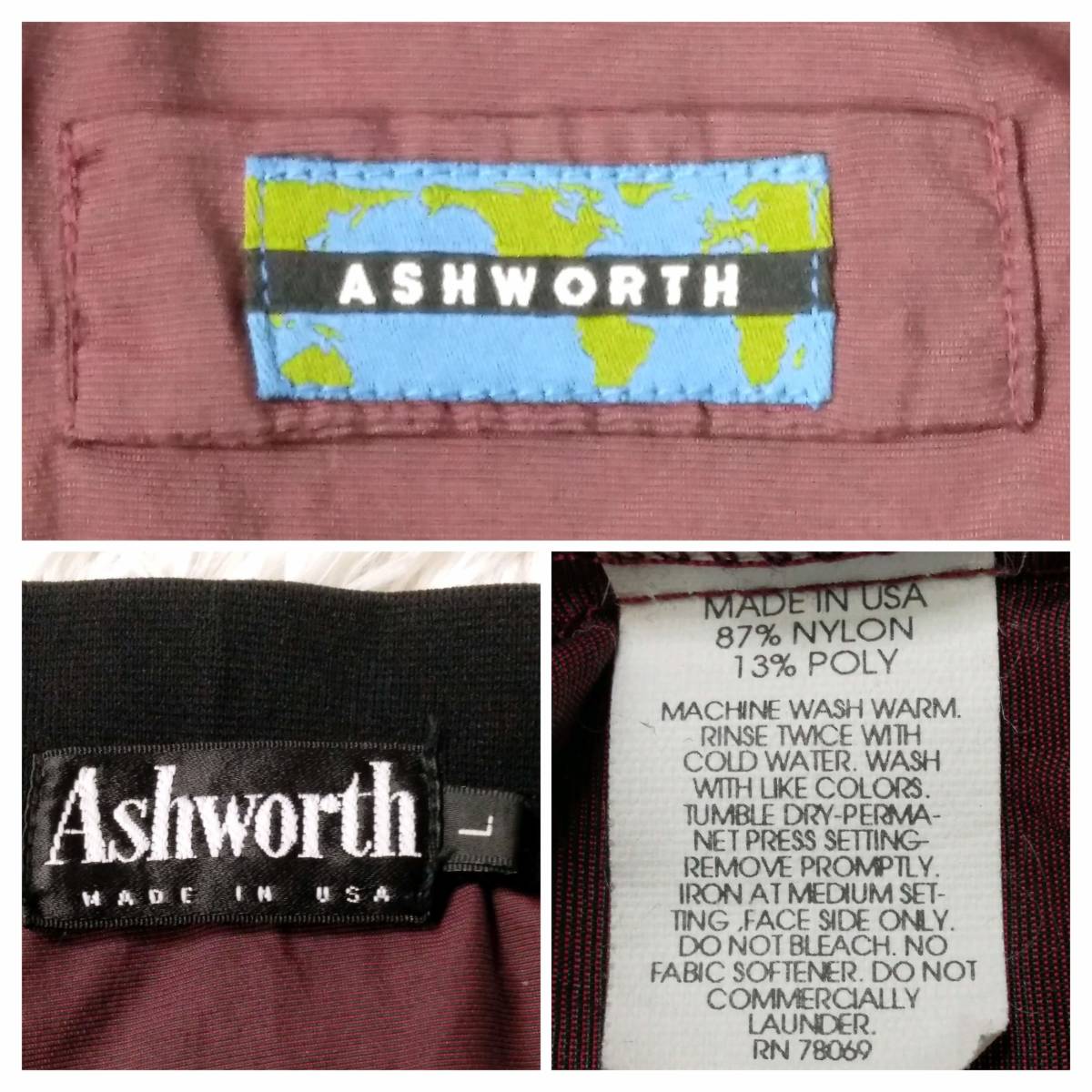 【一点物・US古着アメリカ輸入】Ashworth ナイロンプルオーバー Lサイズ XL 2XL ブラウンレッド 赤茶色 アシュワース_画像9