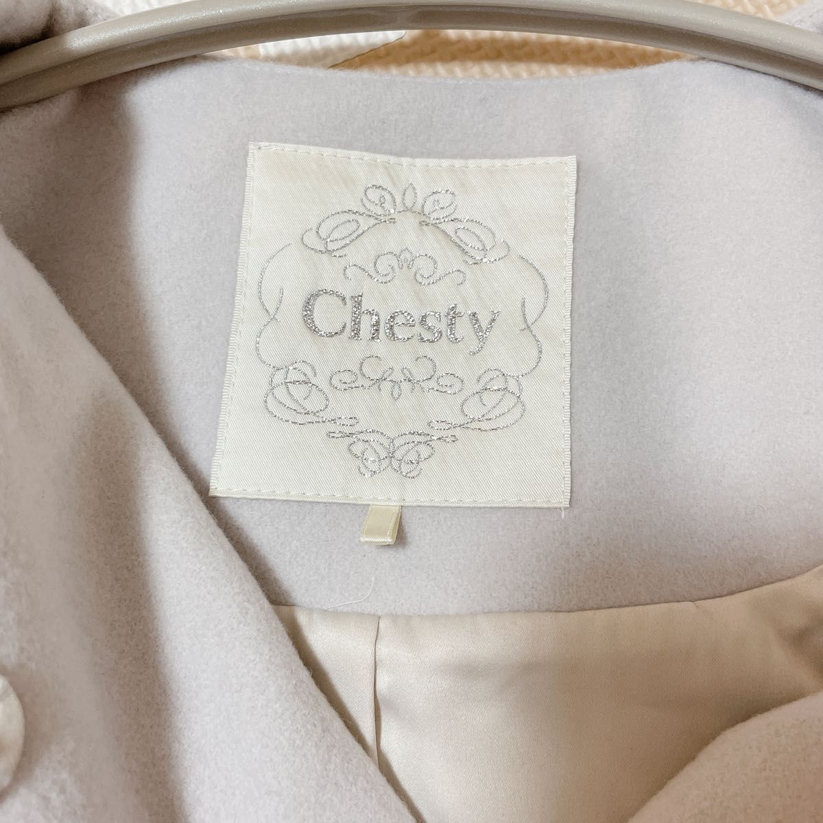 シルバーグレー サイズ 【0109-7】Chesty 刺繍ウールポンチョ
