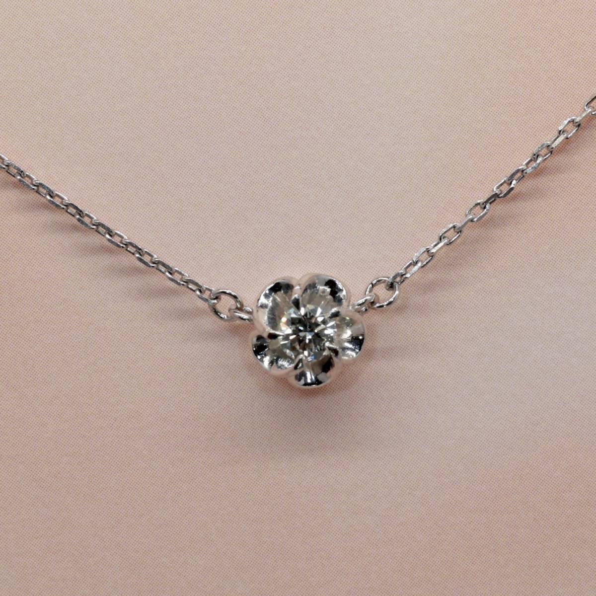 Pt850 ジュエリーマキ ひねり梅 ダイヤモンド 0.19ct ネックレス マキ
