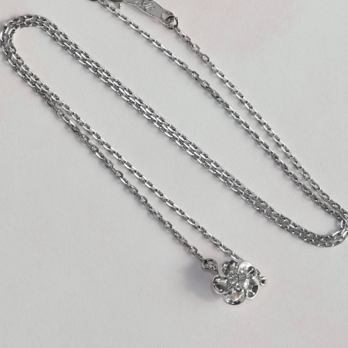 Pt850 ジュエリーマキ ひねり梅 ダイヤモンド 0.19ct ネックレス マキ