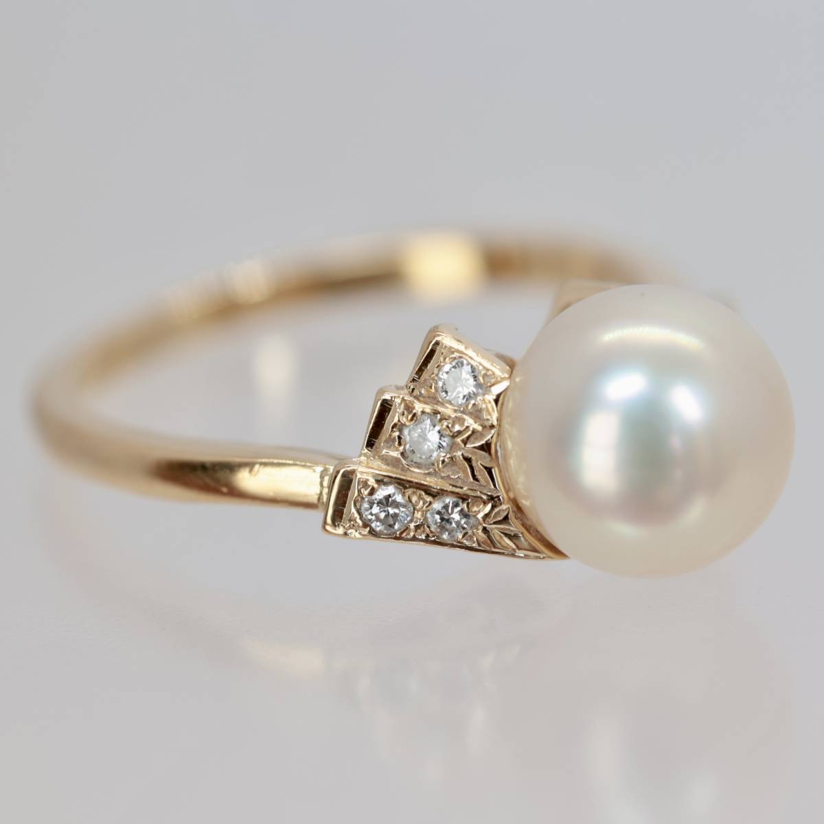 K18 Mikimoto ... жемчуг 8.0mm бриллиантовое кольцо гравировка a-ru* декоративный элемент 
