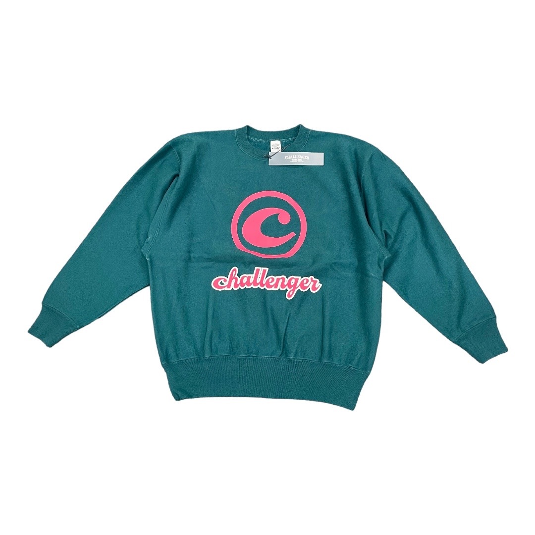 定価17600円 未使用● CHALLENGER 22AW 90'S LOGO C/N SWEAT ロゴ クルーネック スウェット チャレンジャー CLG-SW 022-005 L グリーン