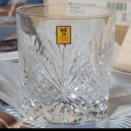 【未使用】カガミクリスタル 特選切子 ペアオールドグラス高さ：約8.6cm ロックグラス 保谷 クリスタルガラス