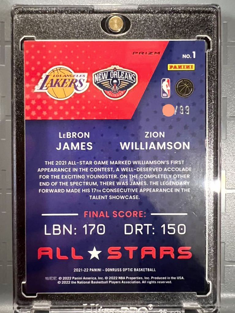 超絶レア/99枚限定 Red Prizm All Stars Donruss Optic LeBron James Zion Williamson レブロン・ジェームズ ザイオン・ウィリアムソン NBA_画像2