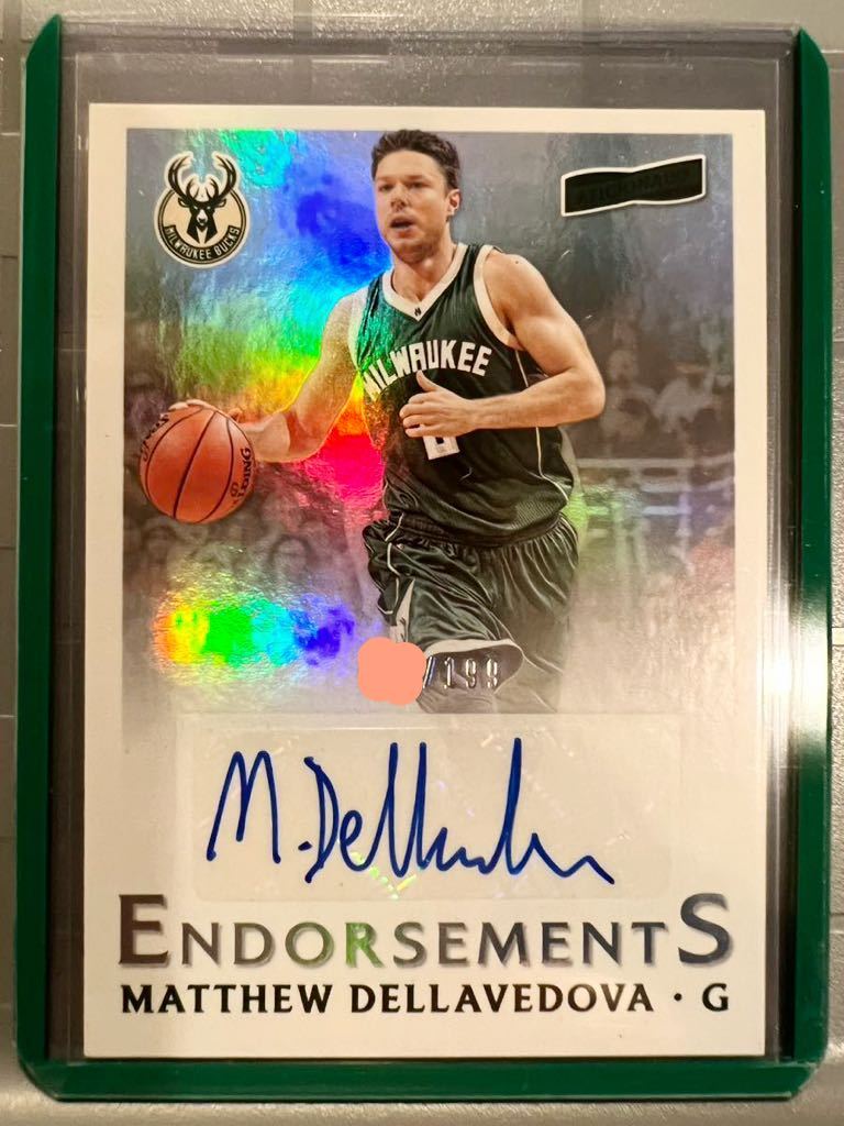 激レア選手/199 優勝年 Auto 16 Panini Matthew Dellavedova マシュー・デラベドバ NBA 直筆 サイン バスケ Bucks バックス オーストラリア_画像1