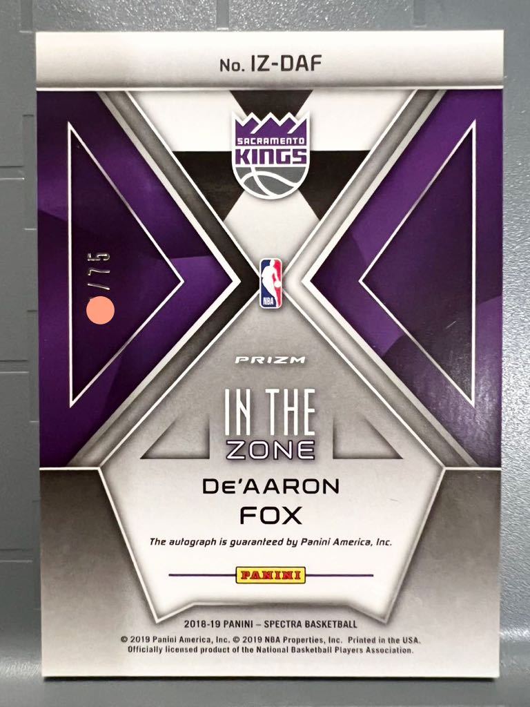 超絶レア直書75枚限定 Prizm Auto Panini De'Aaron Fox ディアロン