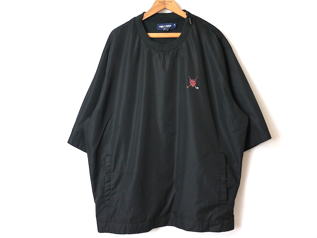 90s POLO GOLF ラルフローレン ポロゴルフ メッシュライナー付き 半袖 ナイロン プルオーバージャケット(メンズ XL)ブラック