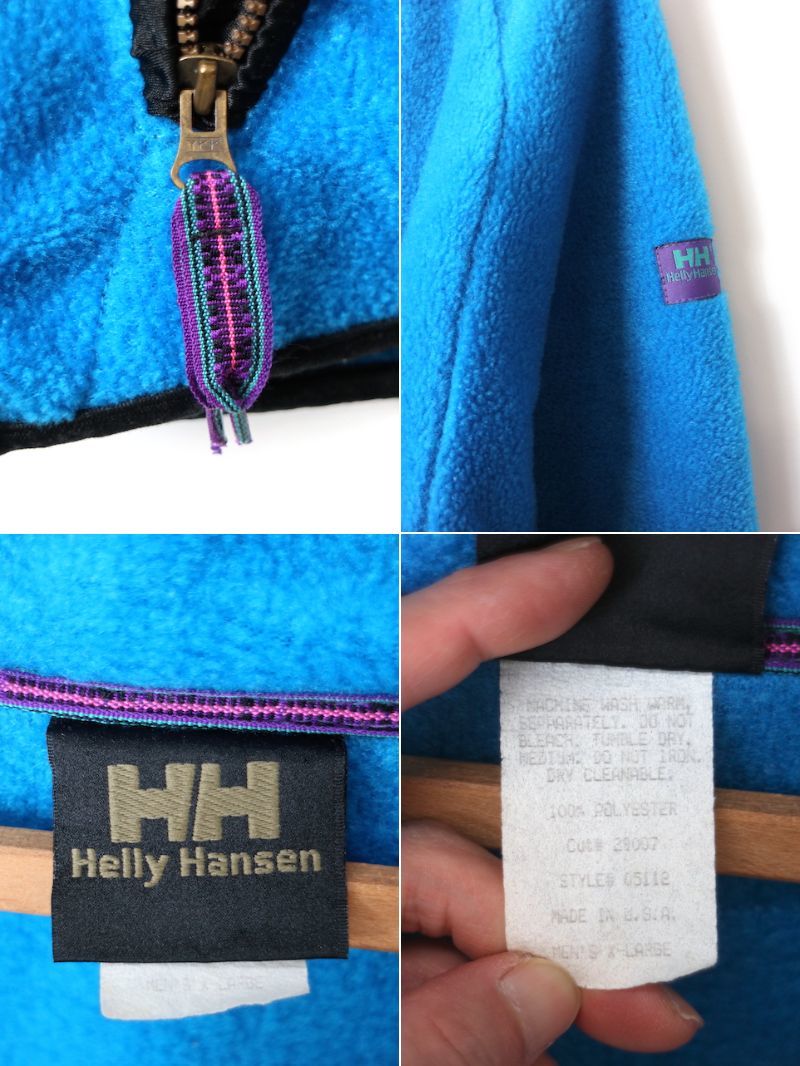 90s USA made Helly Hansen Helly Hansen fleece pull over jacket ( men's XL) blue Vintage 