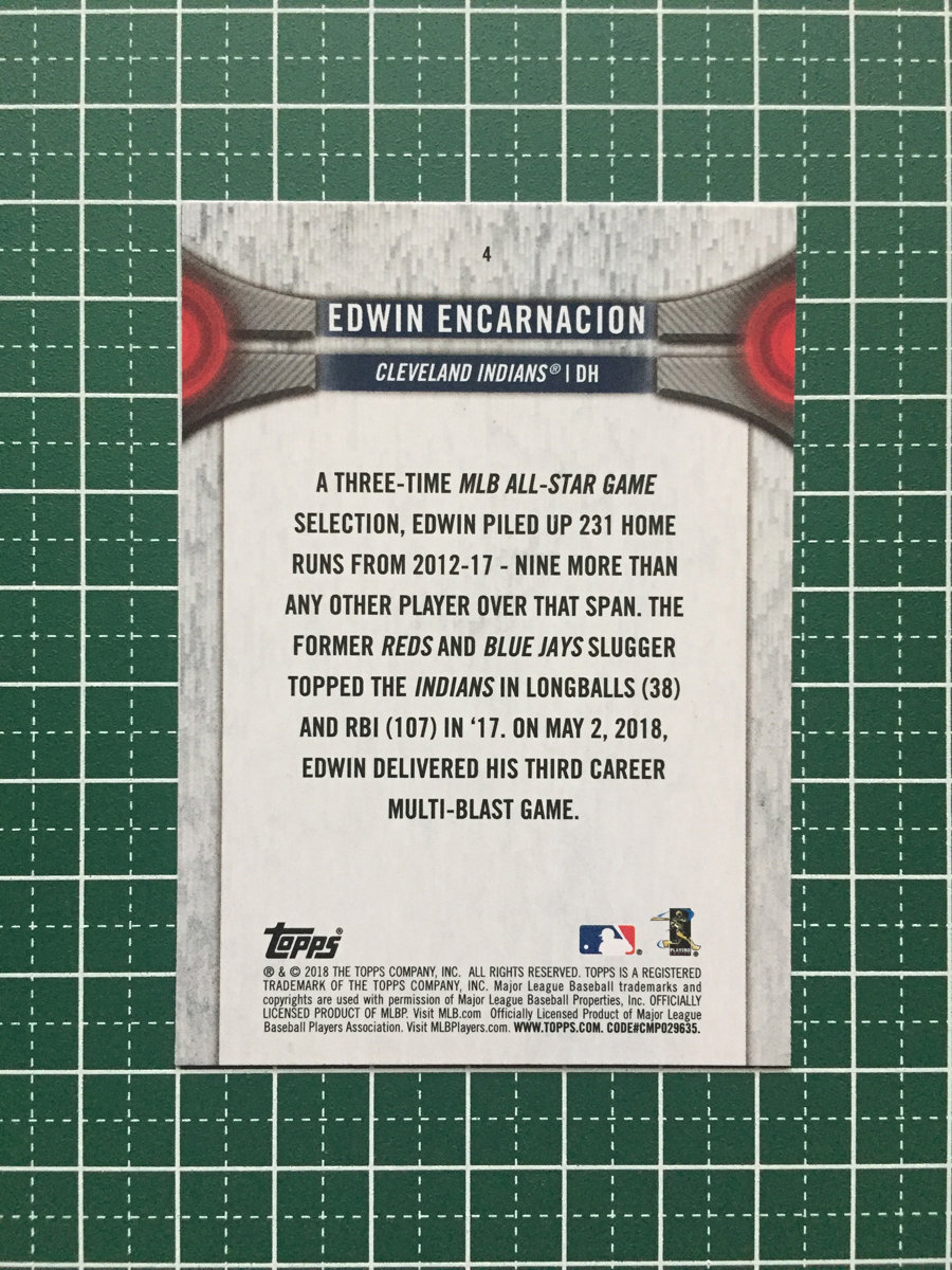 ★TOPPS 2018 MLB NATIONAL BASEBALL CARD DAY #4 EDWIN ENCARNACION［CLEVELAND INDIANS］ベースカード「BASE」★_画像2