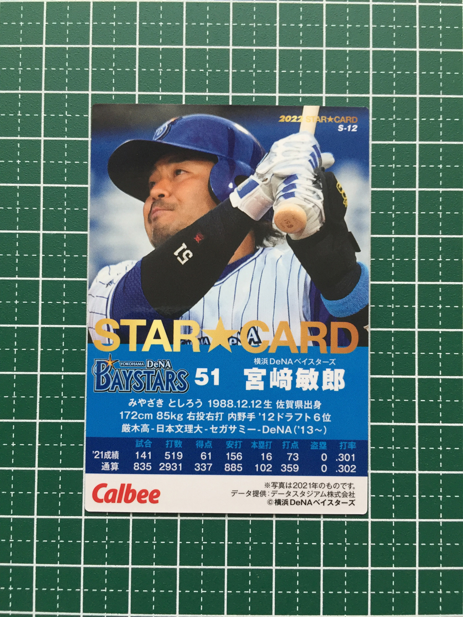 ★カルビー 2022 プロ野球チップスカード 第1弾 #S-12 宮崎敏郎［横浜DeNAベイスターズ］第一弾 スターカード キラ★_画像2