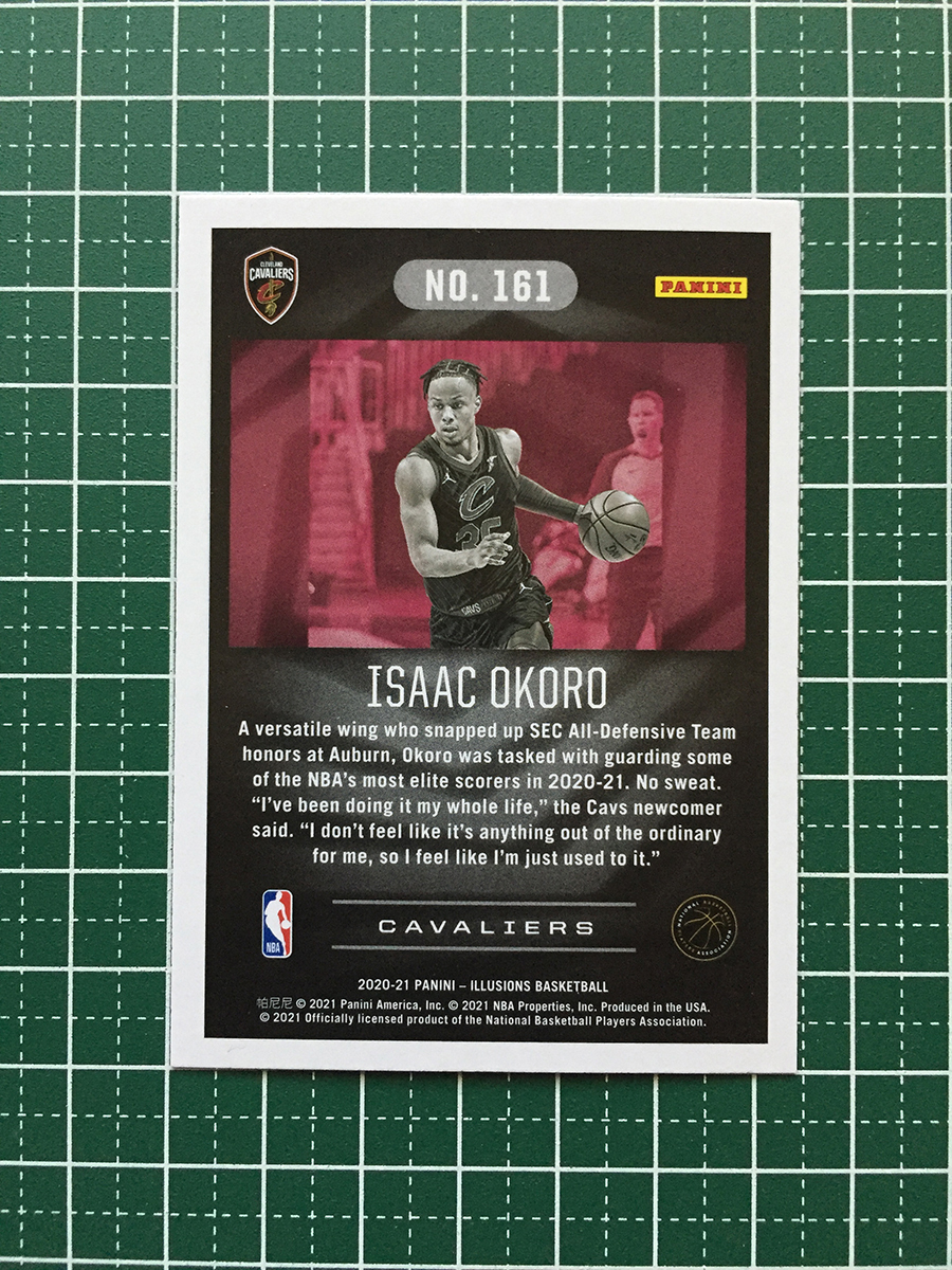 ★PANINI 2020-21 NBA ILLUSIONS #161 ISAAC OKORO［CLEVELAND CAVALIERS］ベースカード「ROOKIES」ルーキー「RC」★_画像2