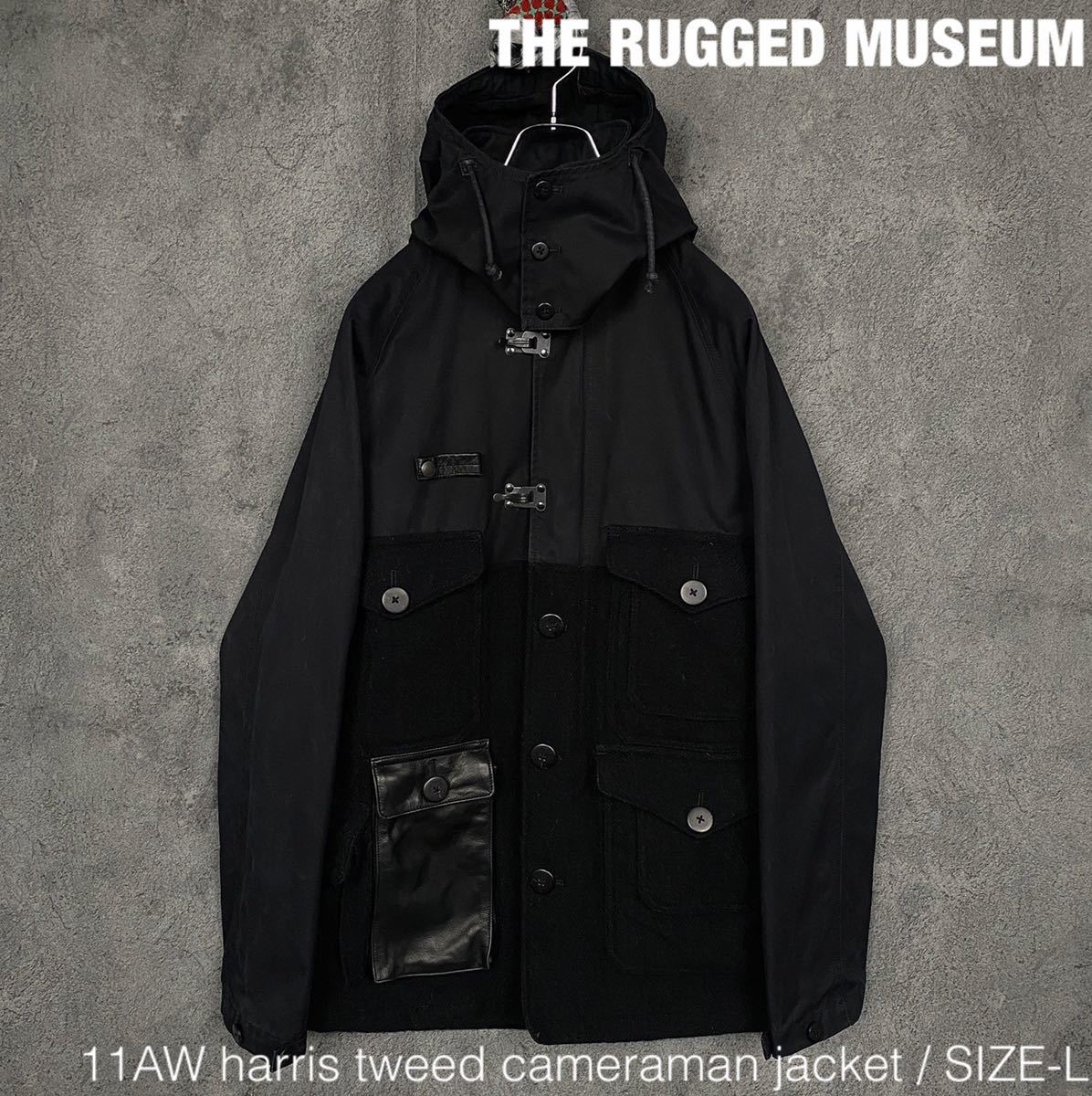 希少 THE RUGGED MUSEUM 11AW ハリスツイード レザー カメラマン ジャケット FREE&EASY マウンテンパーカー