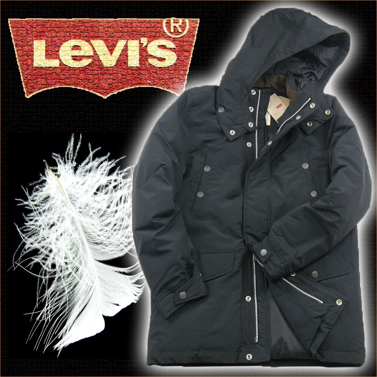 爆買い! (日本サイズM) S フーデッド ダウン】定価2万4,154円 【ミリタリー リーバイス Levi’s 新品 ブラック ★260656 黒 その他 爆買い! (日本サイズM) S フーデッド ダウン】定価2万4,154円 【ミリタリー リーバイス Levi’s 新品 ブラック ★260656 黒 その他