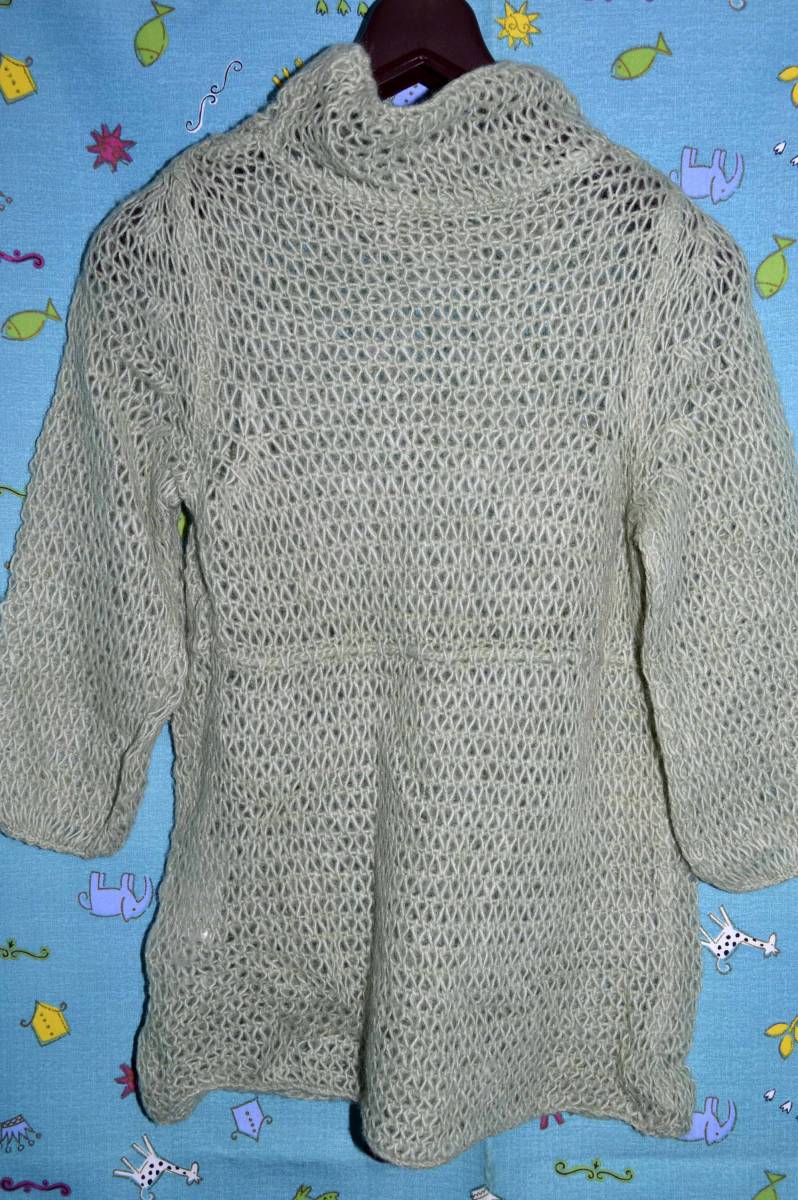 COMME CA Comme Ca * mesh ... braided moheya. sweater green group color size :9( used )