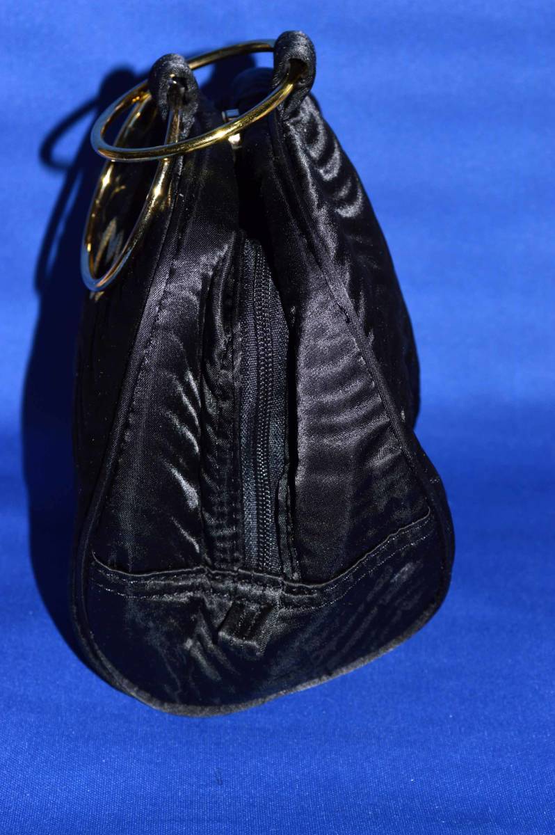  Mila Schon ( Menard ) золотой цвет кольцо держать рука текстильный Mini ручная сумочка чёрный серия цвет размер :14.X12.5.X10.5.( не использовался )