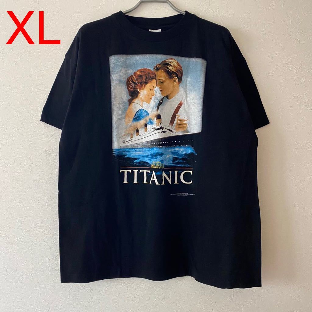 美品 古着 Vintage 90s Titanic Tee XL Black タイタニック Tシャツ ブラック band rap Movie ラップT  バンドT ムービーT 707タグ 美中古