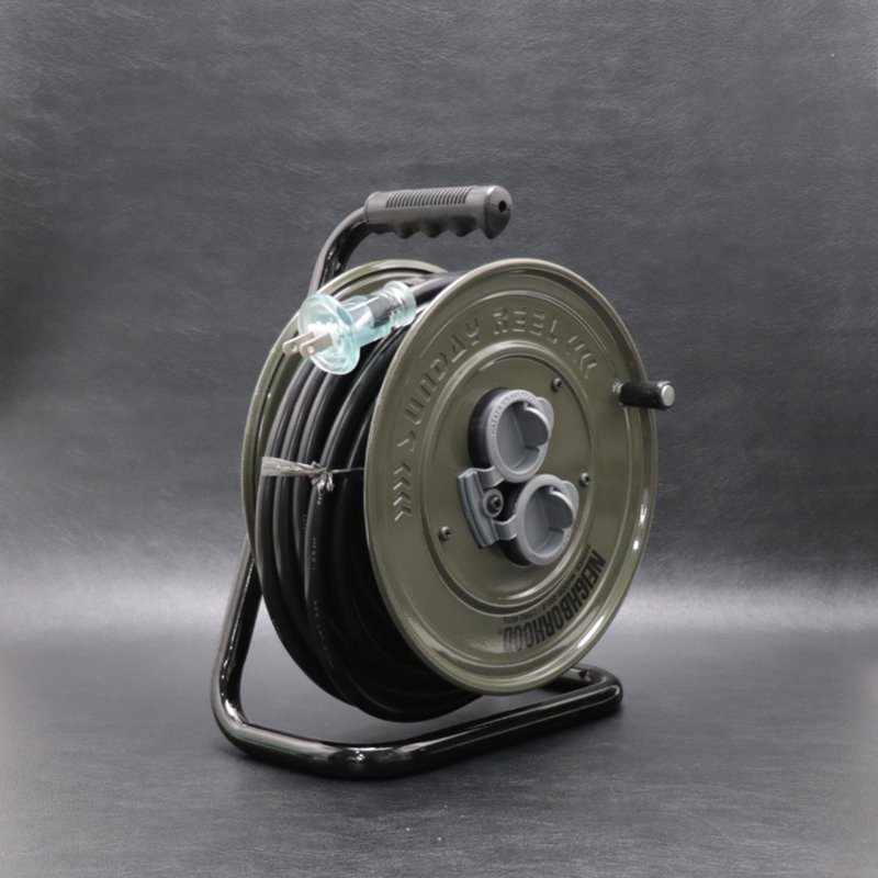 ★ 【中古】 ネイバーフッド NH ODE / S-CORD REEL【NEIGHBORHOOD × GO OUT】 コードリール 10M 202KZNH-AC01S 20AW オリーブドラブ_画像1