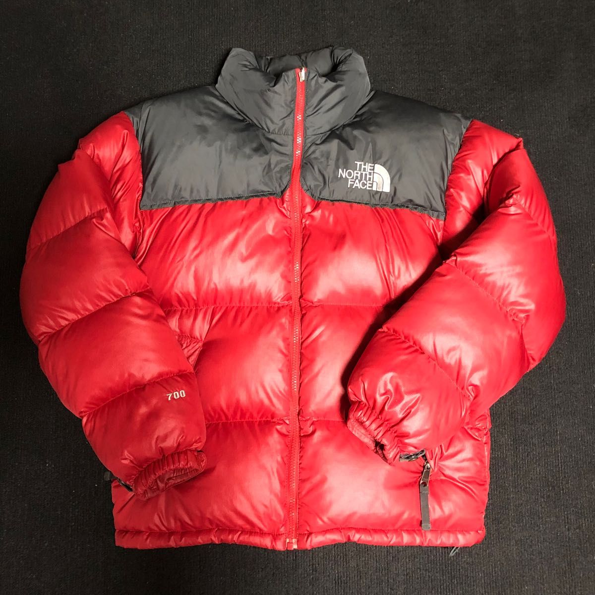 ノースフェイスヌプシダウンジャケットSサイズ90レッド×ブラック