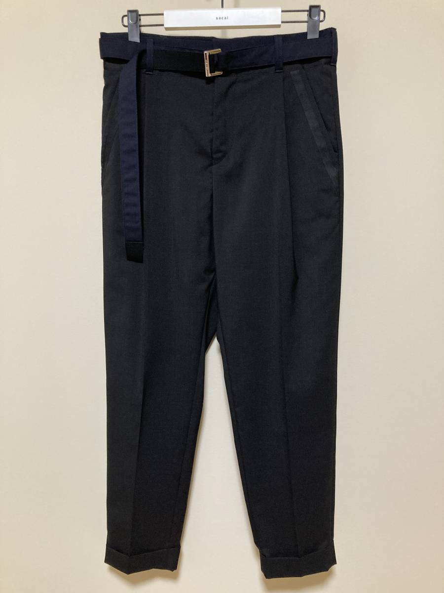 3 新品 sacai SUITING PANTS 黒 サカイ スーチング パンツ | www