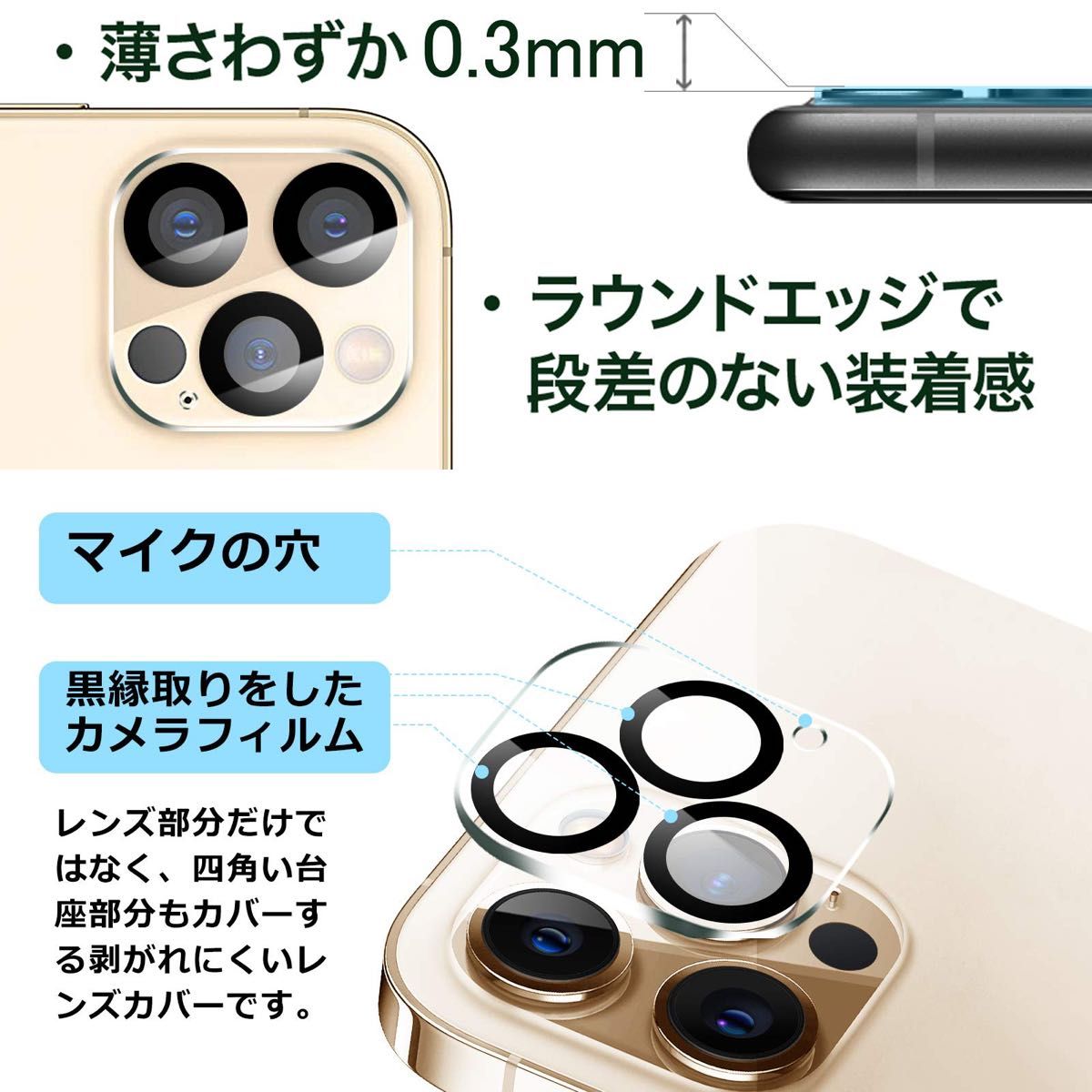 AUNEOS iPhone 12 Pro 用カメラフィルム 3眼レンズ タピオカレンズ