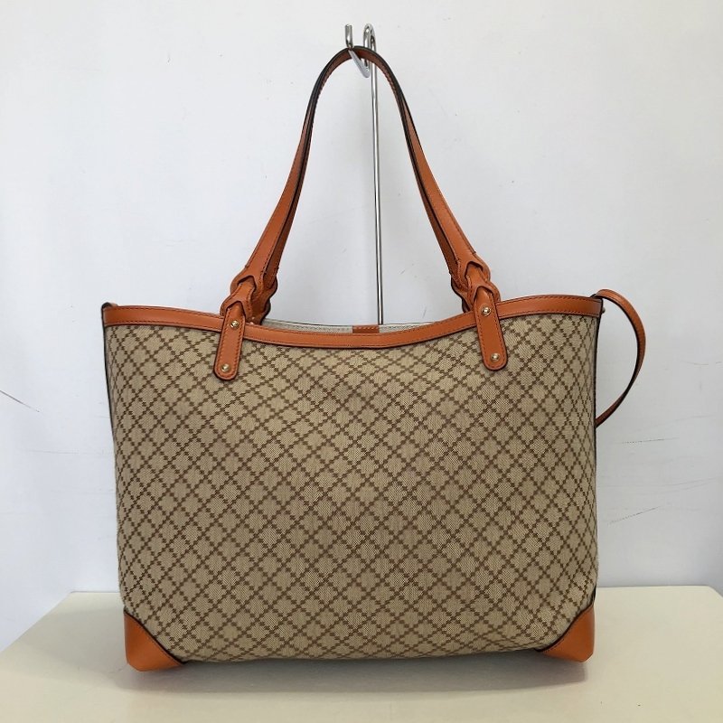 極美品 GUCCI グッチ ディアマンテ トートバッグ 247209 GG ブラウン キャンバス レザー ショルダーバッグ 肩掛け レディース 質セブン_画像3