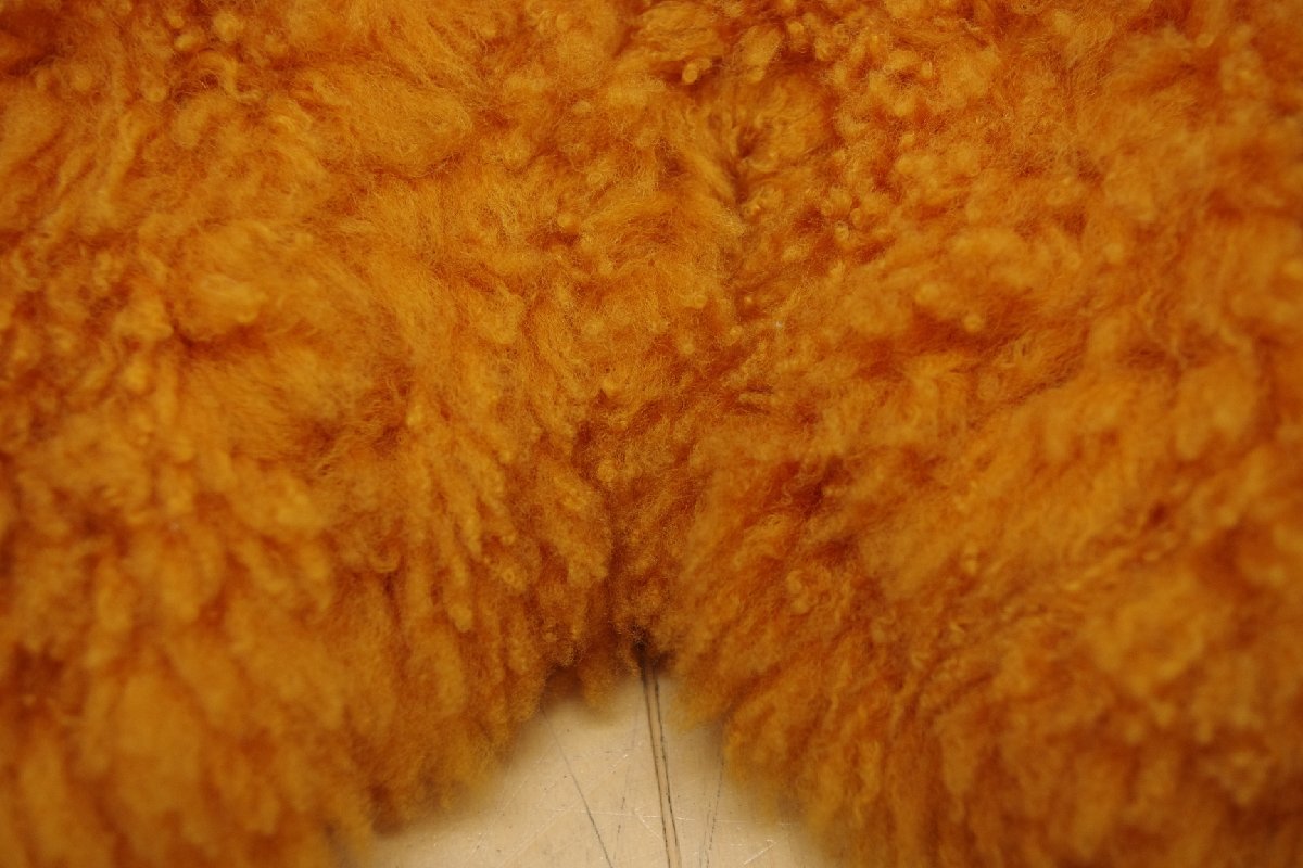 一点物 ムートンラグ オレンジ 羊毛 ウールカーペット シープスキン 子羊 絨毯 敷物 玄関マット インテリア リビング 98×74cm_画像6