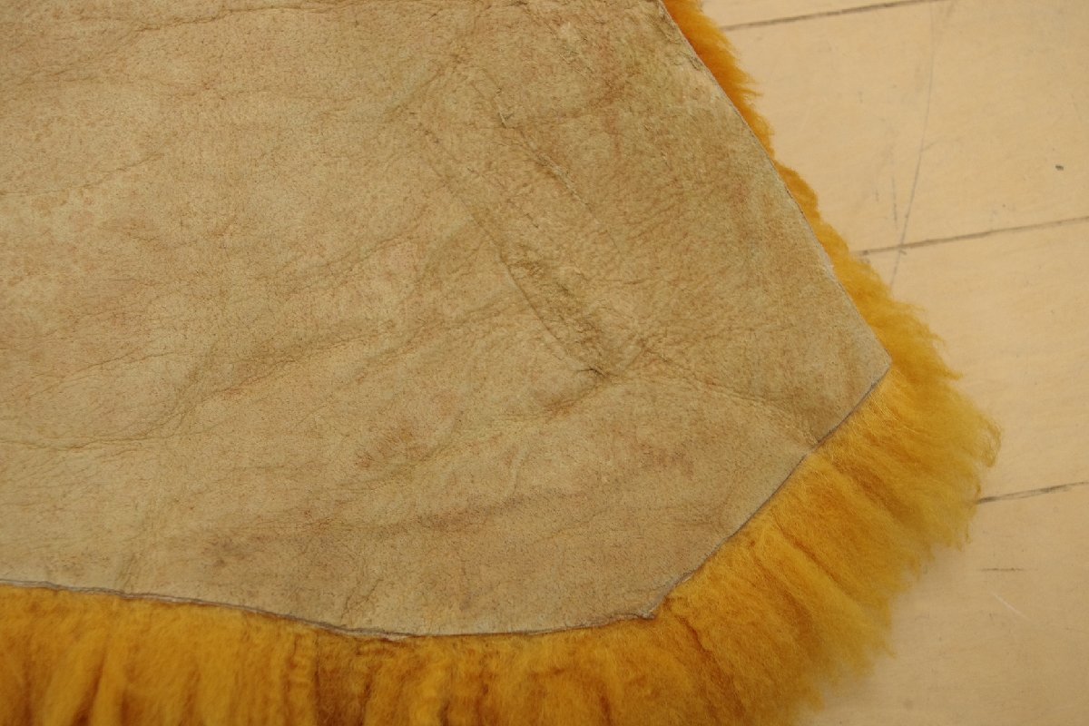 一点物 ムートンラグ オレンジ 羊毛 ウールカーペット シープスキン 子羊 絨毯 敷物 玄関マット インテリア リビング 98×74cm_画像9