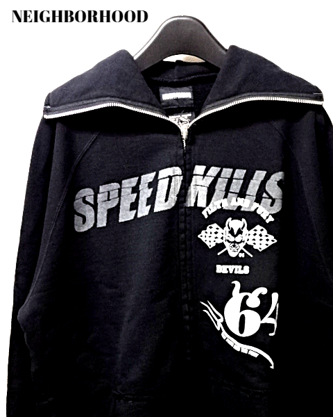 クラシック BLACK ダメージ加工Zipパーカー 未使用【NEIGHBORHOOD M