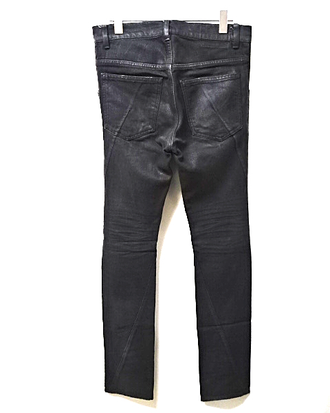 【ATTACHMENT Black Denim Pants Jeans アタッチメント ブラックデニムパンツ 銀糸 ダメージ加工デニム カミソリクリップ】_画像3