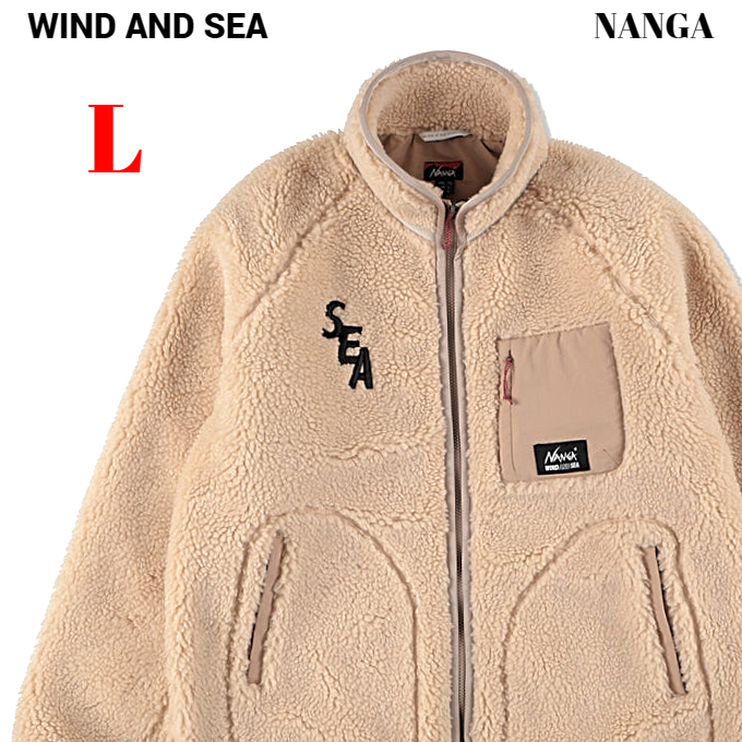 L 新品【WIND AND SEA NANGA X WDS BOA FLEECE JACKET / IVORY WDS-C-NGA-23-Q2-01 ナンガ x ウィンダンシー ボア フリース ジャケット】