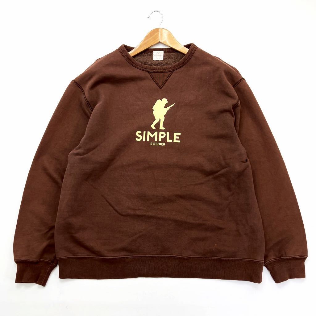 希少 ☆ ベイシングエイプ ☆ SIMPLE SOLDIER スウェット トレーナー ブラウン L相当 裏原 ストリート アメカジ 古着 A BATHING APE■BK48_画像2