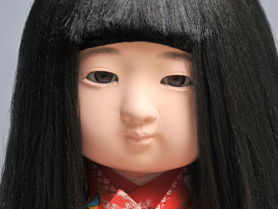 市松人形 日本人形 全長：47.5㎝ ガラスケース付 和人形 現代工芸　　z3095_画像3