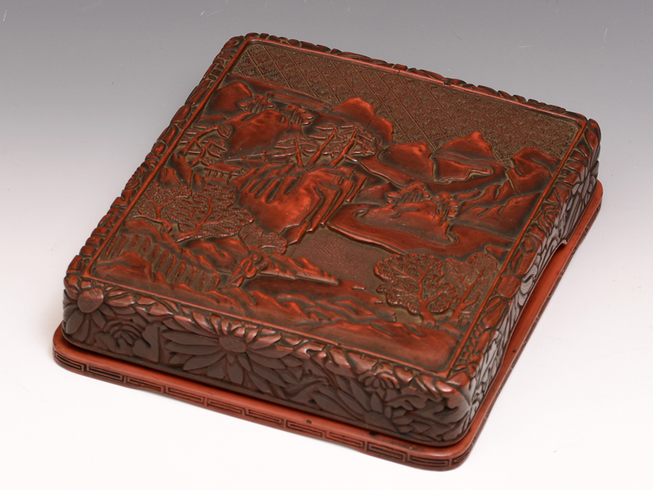  China fine art .. landscape map inkstone case lacquer industrial arts lacquer Tang thing old . paper tool stationery tradition industrial arts paper . picture z0783e