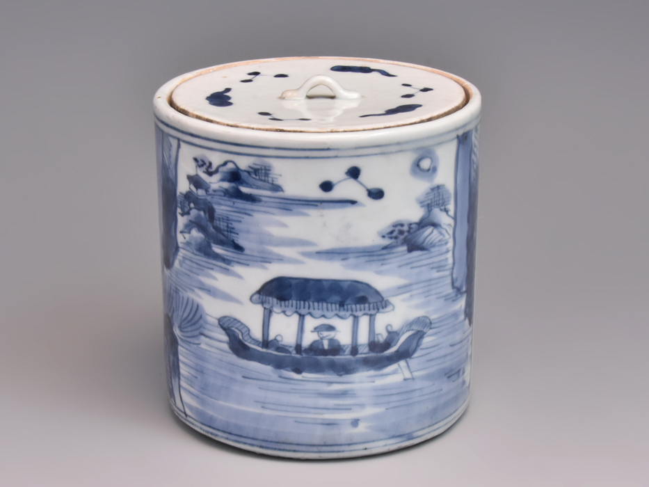 中国美術 古染付赤壁水指 高16㎝ 共蓋 茶道具 古陶磁器 陶磁器 明時代