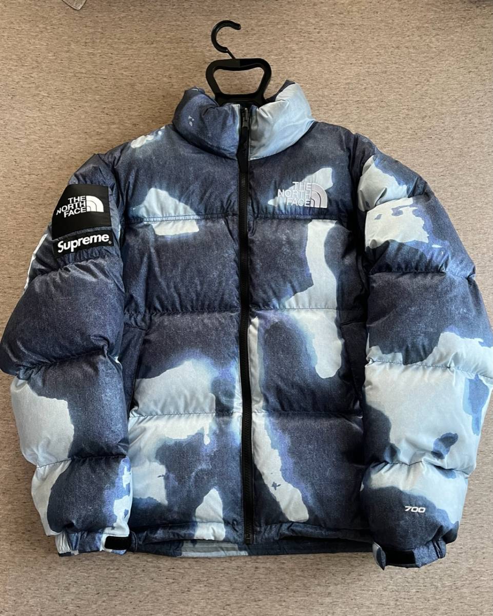 Supreme the North Face Denim Print Bleached Nuptse S ヌプシ