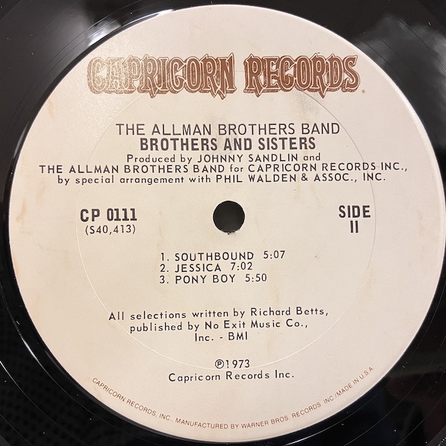 ★即決 Allman Brothers Band / Brothers and Sisters Cp0111 r12752 米オリジ 片Sterling刻 マト1-1D/1-2 オールマン・ブラザーズ・バンド_画像2