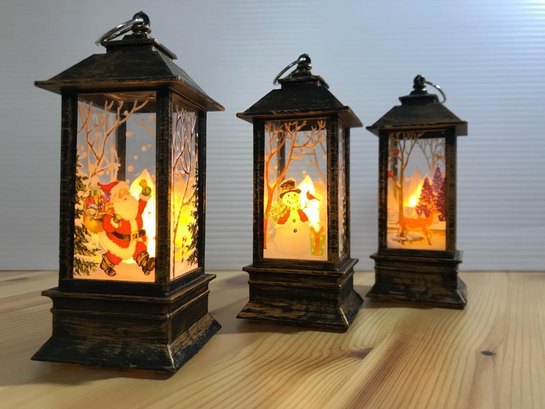 【3個セット】古銅色ランタン キャンドル型LED クリスマス飾り オーナメント_画像1