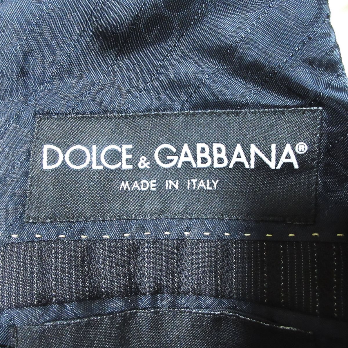 良品 DOLCE&GABBANA ドルチェ＆ガッバーナ ストライプ 1B シングル テーラードジャケット 48 黒 ブラック_画像3